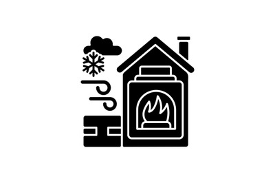 Warming center black glyph icon