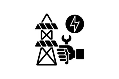 Repairing power lines black glyph icon