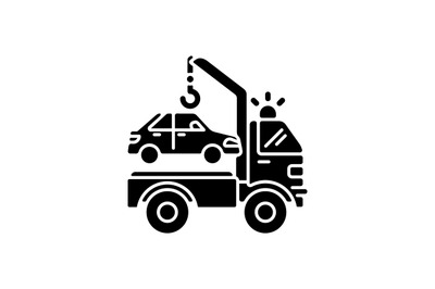 Towing service black glyph icon