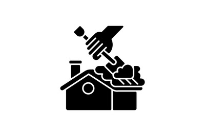 Roof snow removal black glyph icon