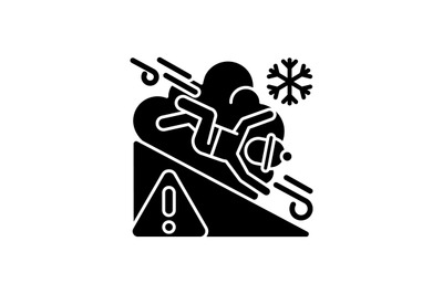 Avalanche warning sign black glyph icon