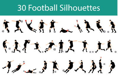 Football Players Silhouette Set