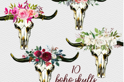 Bull skulls clipart, Bohemian clipart