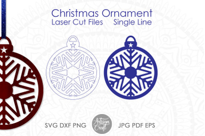 Laser cut Christmas ornaments vector, Snowflake Ornament, SVG