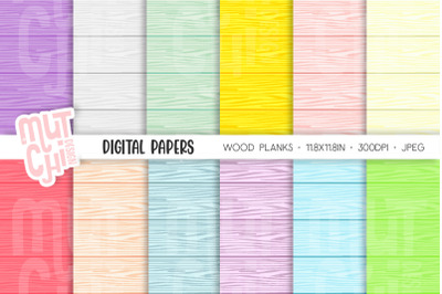 Candy Colors Wood Planks Digital Papers