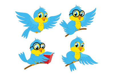 cute blue bird animal cartoon