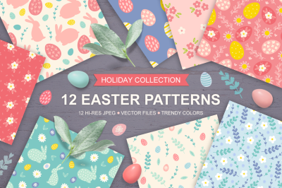 12 Easter Seamless Patterns
