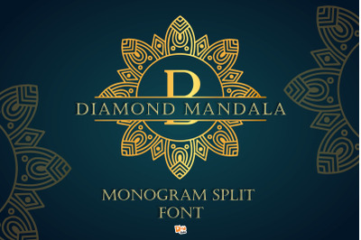 Diamond Mandala Monogram Split Font Duo