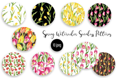 Spring digital paper, tulip flowers