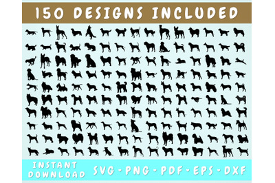 Dog Silhouette SVG Bundle - 150 Designs&2C; Dog Breed SVG