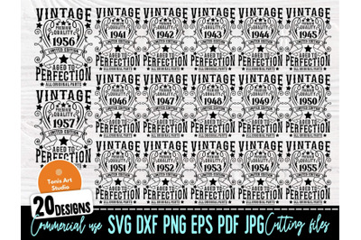 Vintage Birthday SVG, 1941-1960 Birthday Shirts