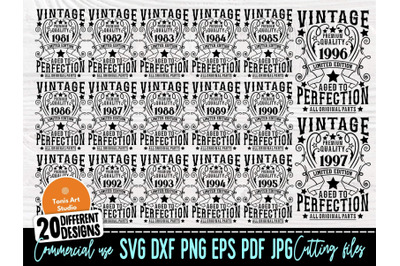 Birthday Bundle SVG, Vintage Svg, 1981-2000 Svg