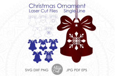 Christmas bell SVG&2C; laser cut files&2C; single line design