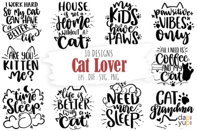 Cat Lover Bundle&2C; Funny Cat SVG Lettering Quotes