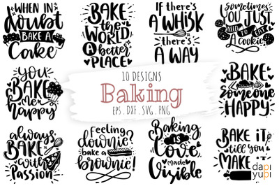 Baking Quotes Bundle, Kitchen Quotes SVG, Baking SVG Lettering Quotes