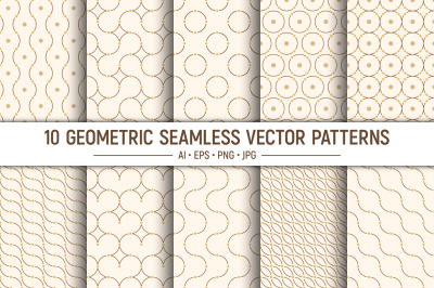 10 color seamless geometric patterns.