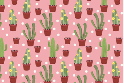 cute cactus in pot pattern