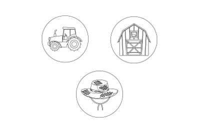 Rural hat outline Bundle Icon