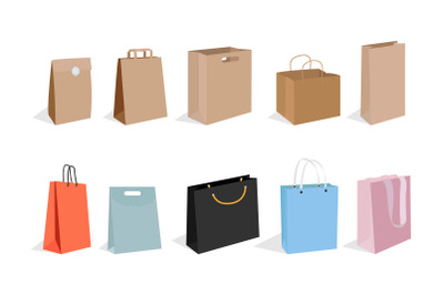 realistic paper bag colletion