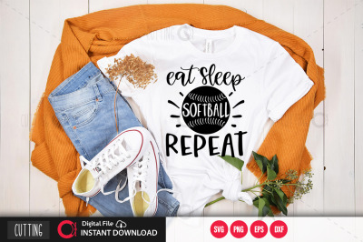 eat sleep softball repeat SVG