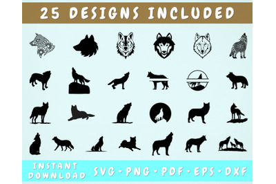 Wolf SVG Bundle - 25 Designs, Cricut Cut Files