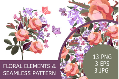 Floral elements + floral pattern