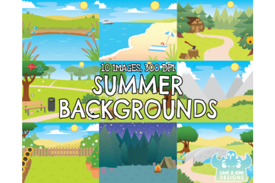 Summer Backgrounds Clipart - Lime and Kiwi Designs