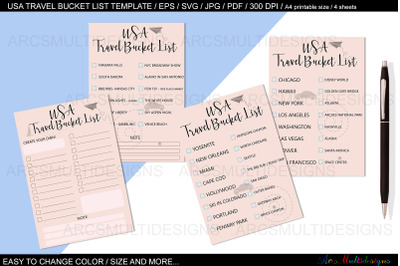 United states travel printable template
