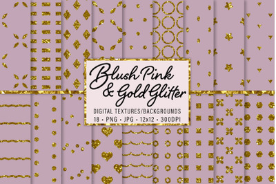 Blush Pink and Gold Glitter Patterns