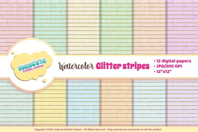 Digital Paper Watercolor stripes