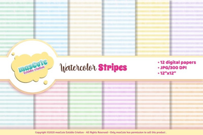 Digital Paper Watercolor stripes