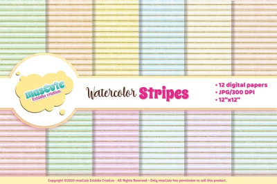 Digital Paper Watercolor glitter Stripes