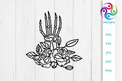 Floral Hand Bones Svg Cut File