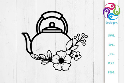 Floral Tea Pot SVG File