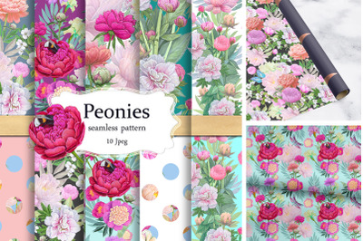 Peony Seamless pattern Floral Scrapbook Floral Digital Paper