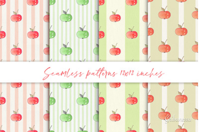 Seamless watercolor patterns with apples
