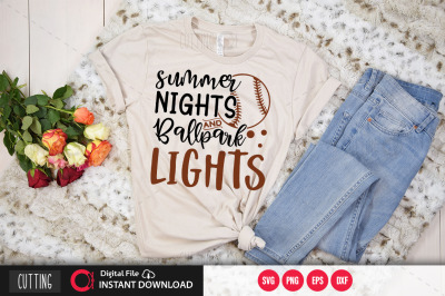 summer nights and ballpark lights svg