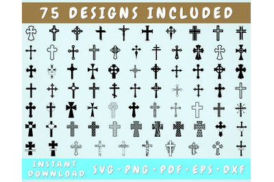 75 Cross SVG Bundle, Cross Silhouette SVG, Cricut Cut Files