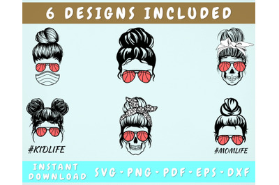 Basketball Mom Svg Bundle - 6 Designs&2C; Messy Bun Basketball Svg