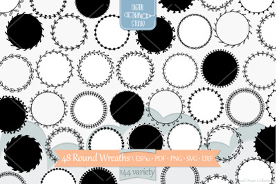 Wreaths | Hand Drawn Floral Border, Laurel Frame