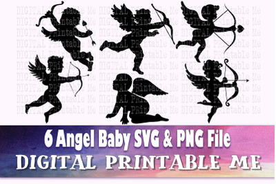 Cherub svg, silhouette bundle, PNG, clip art, 12 Digital, simple drawi