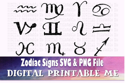 Vintage Zodiac Symbol, svg bundle, astrology silhouette pack, PNG clip