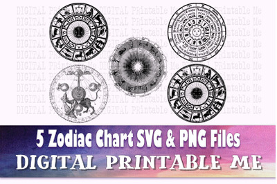 Zodiac Symbol Chart&2C; svg bundle&2C; astrology silhouette pack&2C; PNG clip a