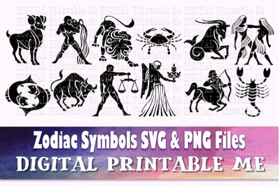 Zodiac Symbol&2C; svg bundle&2C; astrology silhouette pack&2C; PNG clip art&2C; Di