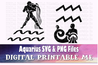 Aquarius svg bundle&2C; zodiac sign&2C; astrology silhouette pack&2C; PNG clip