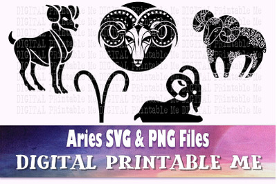 Aries svg bundle&2C; zodiac sign&2C; astrology silhouette pack&2C; PNG clip art