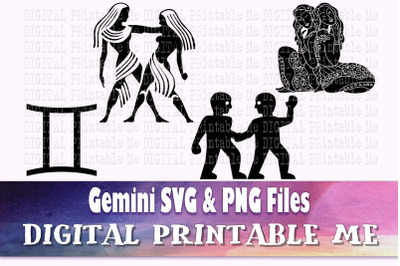 Gemini svg bundle&2C; zodiac sign&2C; astrology silhouette pack&2C; PNG clip ar