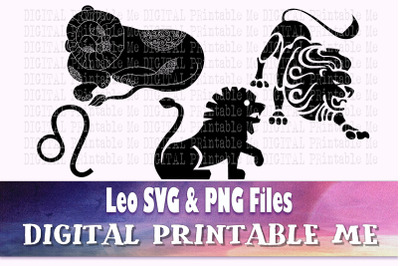 Leo svg bundle&2C; zodiac sign&2C; astrology silhouette pack&2C; PNG clip art&2C;