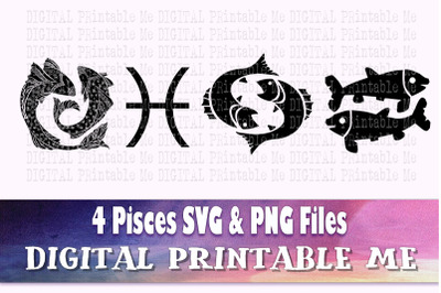 Pisces svg bundle&2C; zodiac sign&2C; astrology silhouette pack&2C; PNG clip ar