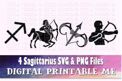 Sagittarius svg bundle&2C; zodiac sign&2C; astrology silhouette pack&2C; PNG cl